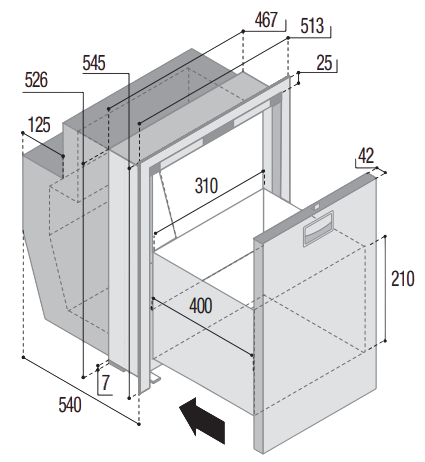 Vitrifrigo DW62i OCX2 Auszug Kühler Edelstahl mit Gefrierfach - Image 3
