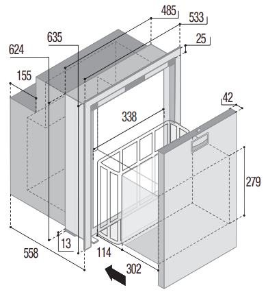 Vitrifrigo DW90i OCX2 Auszug Kühlschrank mit Gefrierfach Edelstahl - Image 3