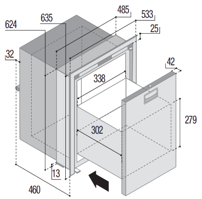 Vitrifrigo DW75L OCX2 Auszug Kühlschrank mit Gefrierfach Edelstahl - Image 3