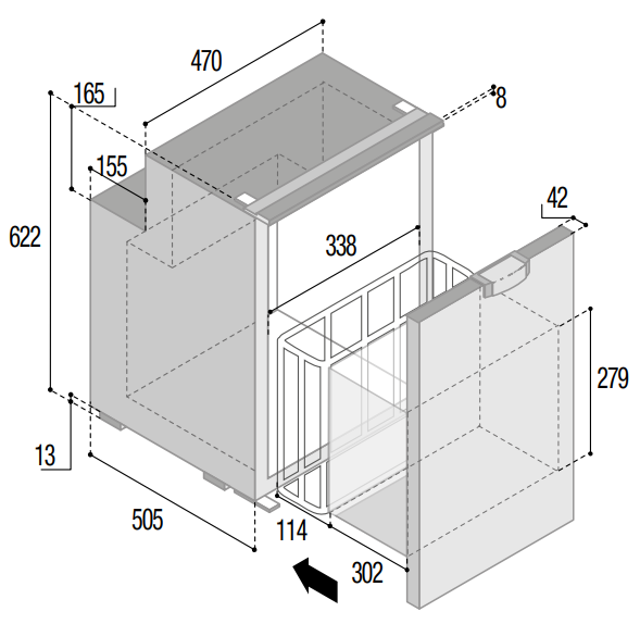 Vitrifrigo C90DWi CHR Auszug Kühlschrank mit Gefrierfach – Bild 2