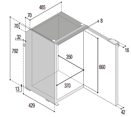 Vitrifrigo C95L CHR Kühlschrank mit Gefrierfach und externem Kompressor – Bild 3
