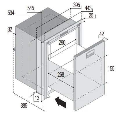 Vitrifrigo DW42L OCX2 Auszug Kühlschrank mit Gefrierfach Edelstahl - Image 2
